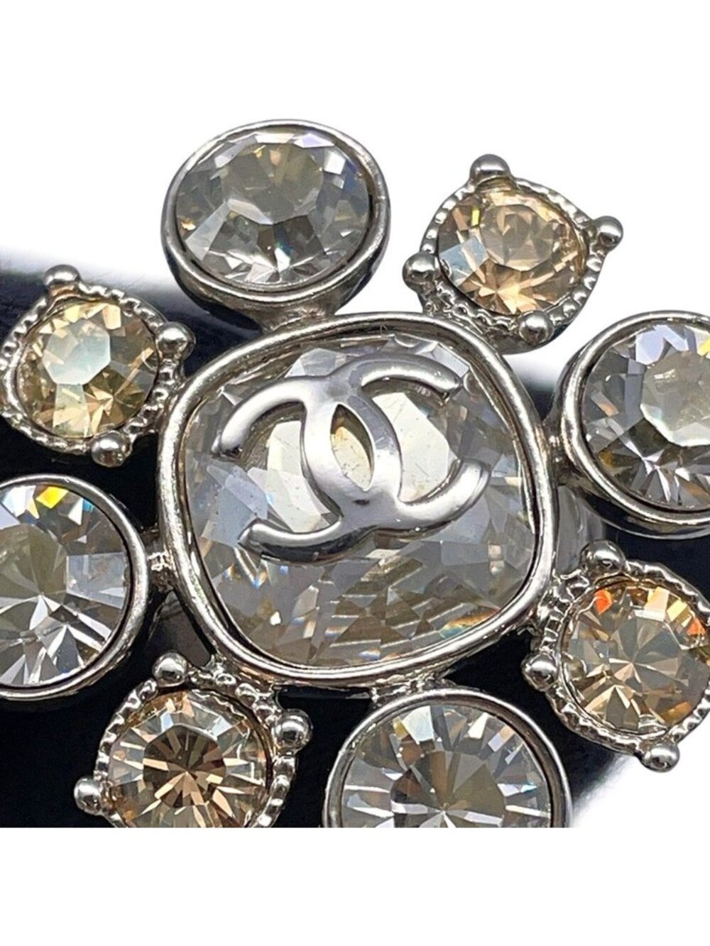 Chanel Ring CC Logo Metal Rhinestone - Picture 6 of 10
